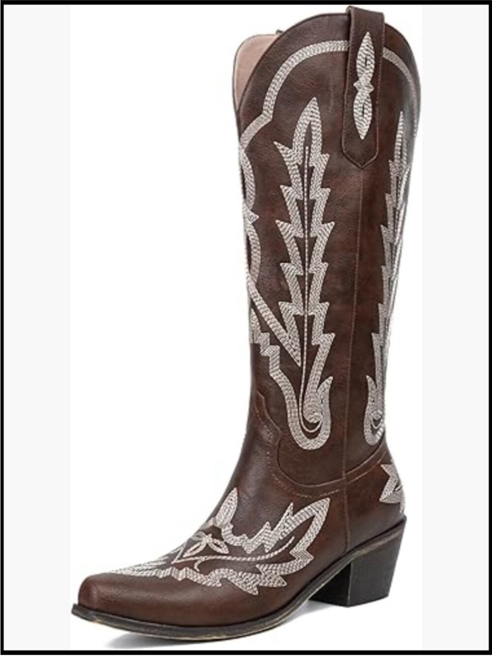 Over the Knee Cowboy Boots Embroidery Chunky Heel Side Zipper Western Boots new